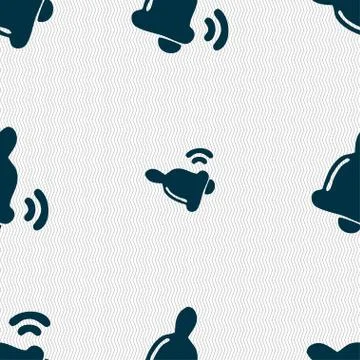 Bell  icon sign. Seamless pattern with geometric texture. Vector 스톡 일러스트