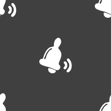 Bell  icon sign. Seamless pattern on a gray background. Vector Illustrazione stock