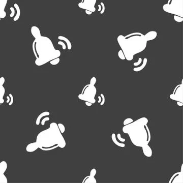 Bell  icon sign. Seamless pattern on a gray background. Vector 스톡 일러스트