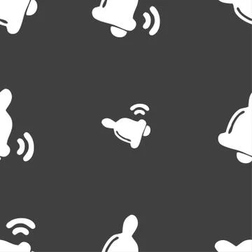 Bell  icon sign. Seamless pattern on a gray background. Vector 스톡 일러스트