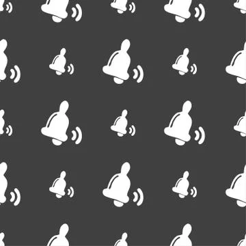 Bell  icon sign. Seamless pattern on a gray background. Vector 스톡 일러스트