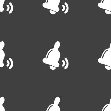 Bell  icon sign. Seamless pattern on a gray background. Vector Illustrazione stock