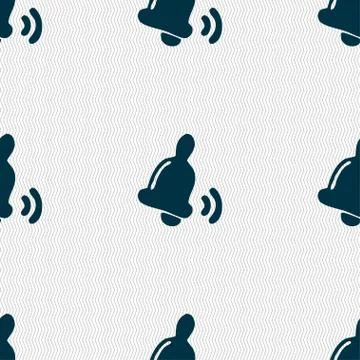 Bell icon sign. Seamless pattern with geometric texture. Illustrazione stock