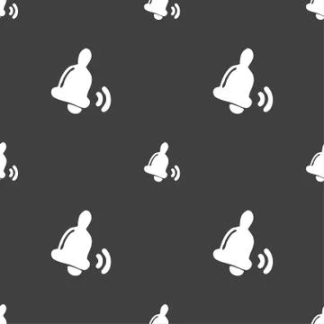 Bell icon sign. Seamless pattern on a gray background. Illustrazione stock