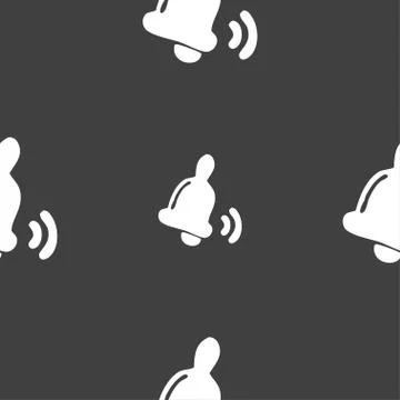Bell icon sign. Seamless pattern on a gray background. Illustrazione stock