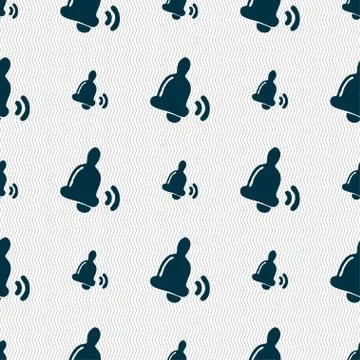 Bell icon sign. Seamless pattern with geometric texture. 스톡 일러스트