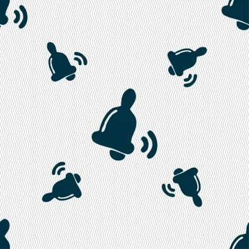 Bell icon sign. Seamless pattern with geometric texture. 스톡 일러스트