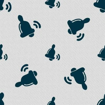 Bell icon sign. Seamless pattern with geometric texture. 스톡 일러스트