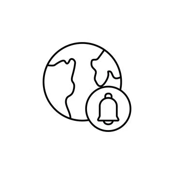 Bell icon. Simple line, outline vector of globe icons for ui and ux, website or Stock Illustration