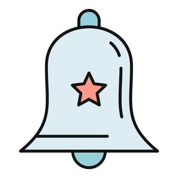Bell icon with star for notification and alert Stock Illustration