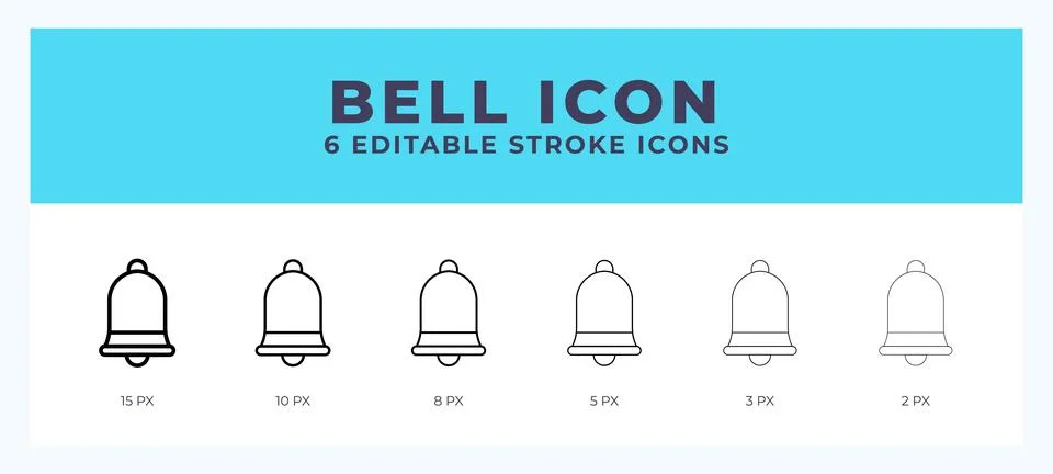 Bell icon in thin line. Bold line. Regular line. Editable stroke. Stock Illustration