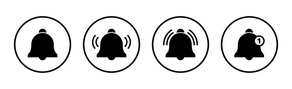 Bell Icon vector illustration. Notification sign and symbol for web site desi Stock Illustration