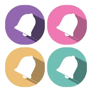 Bell icon vector. Set icons bells flat design, long shadow. Christmas, school Stock Illustration