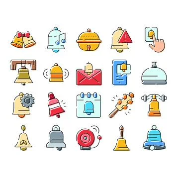 Bell icons set for application notification alerts Stock Illustration