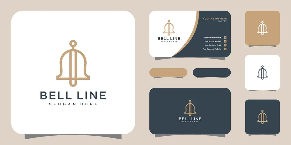 Bell logo vector design line style and business card Stock Illustration