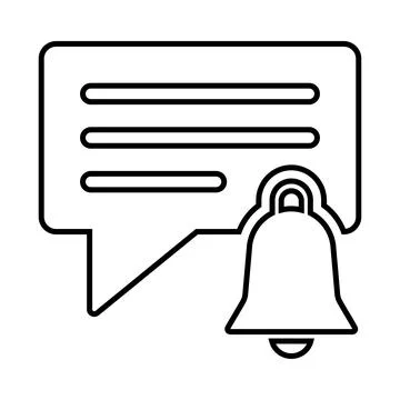 Bell, message, ring line icon. Outline vector. Stock Illustration