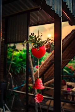 Bell, mobile Hanging on the eaves Stock Photos