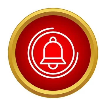 Bell notification alert icon on red button Stock Illustration
