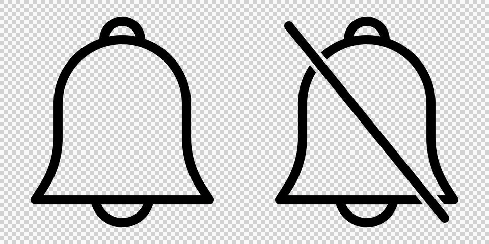 Bell notification on and off line icon set Stock Illustration