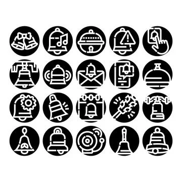 Bell notification glyph set collection illustration Stock Illustration