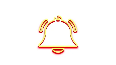 Bell notification icon animation on white background with red and yellow ne.. Stock Footage 341228793