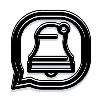 Bell notification icon inside speech bubble Illustrazione stock
