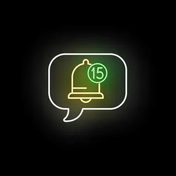 Bell notification icon with number in speech bubble Stock Illustration