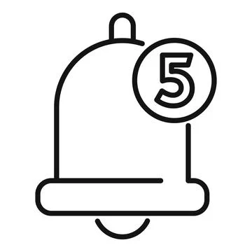 Bell notification icon outline vector. Smartphone interface Stock Illustration