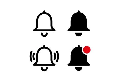 Bell Notification Icon Set For Digital Apps And Alerts Illustrazione stock