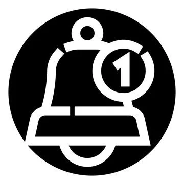 Bell notification icon showing one unread message Stock Illustration