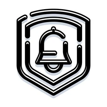 Bell notification icon within a security shield Stock Illustration