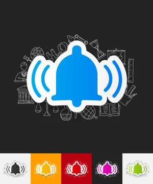 Bell paper sticker with hand drawn elements 스톡 일러스트