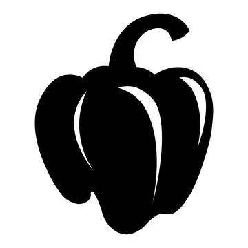 Bell pepper black vector icon on white background Stock Illustration