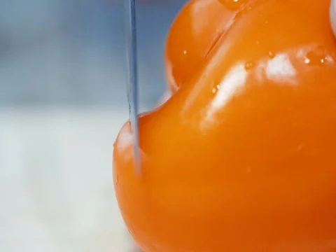 Bell pepper cut into Board, close-up. slow motion Stock Footage 73713039