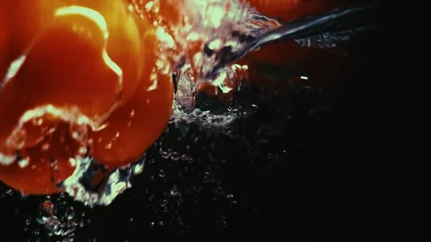 Bell Pepper Drops in Slow Motion Stock Footage 300892814