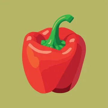 Bell pepper flat vector illustration, healthy vegetable plant isolated. Illustrazione stock