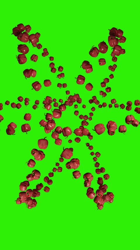 Bell pepper flying in circle, seamless loop, vertical video Green Screen Chroma Stock Footage 268807660