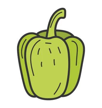 Bell pepper icon in doodle vector Stock Illustration