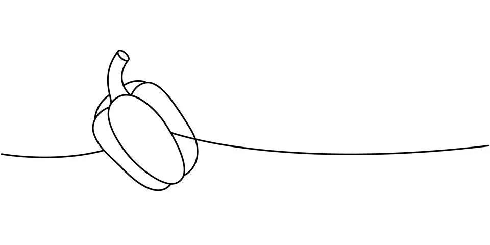 Bell pepper one line continuous drawing. Fresh organic vegetable. Vector Stock Illustration