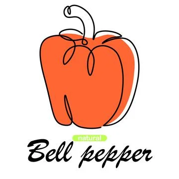 Bell pepper. One line vegetables collection. Natural plant cooking raw ingred Illustrazione stock