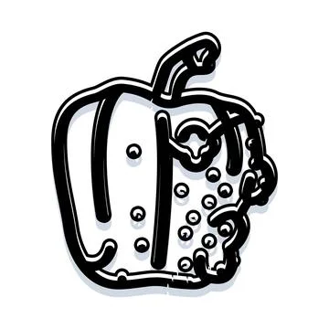 Bell pepper outline drawing with scattered seeds Stock Illustration