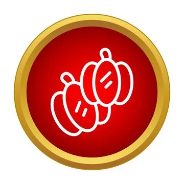 Bell pepper outline icon in red circle with golden frame 스톡 일러스트