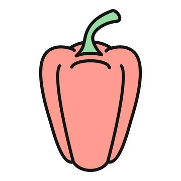 Bell pepper outline icon vector illustration drawing Stock Illustration