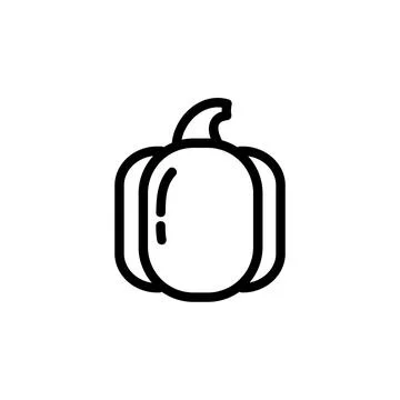 Bell pepper outlined icon. Vector vegetable logo isolated on white background Stock Illustration