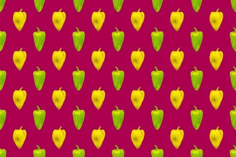 Bell pepper pattern on burgundy background. Stock Illustration