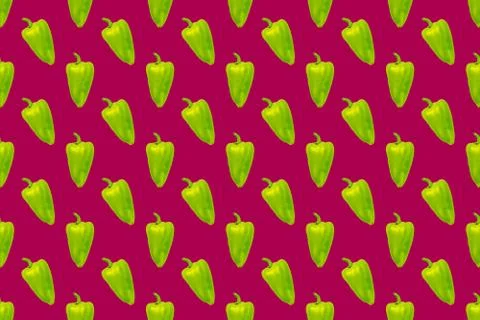 Bell pepper pattern on burgundy background. Stock Illustration