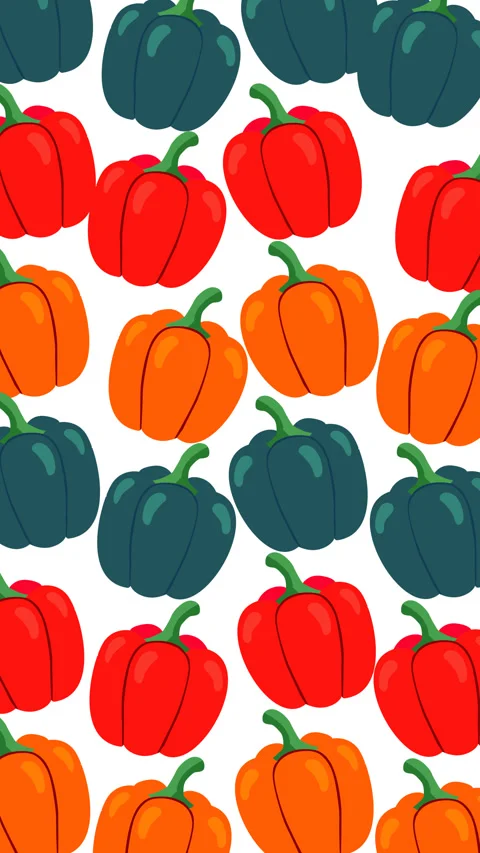 Bell Pepper Pattern Motion Graphic Background Colorful Vegetable Animation Stock Footage 346500873