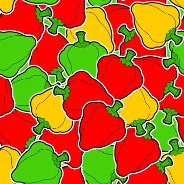 Bell pepper pattern seamless. Vegetable background. Colored peppers ornament. Illustrazione stock