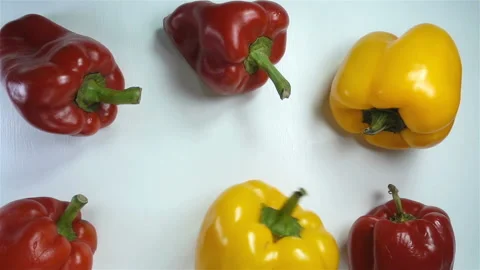 Bell pepper rotates in slow motion Stock Footage 145437098