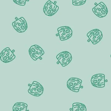 Bell pepper rotten line vector seamless pattern Stock Illustration